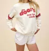 Daydreamer Doors Love Her Madly Reverse Raglan Sweatshirt In Stone Vintage In White