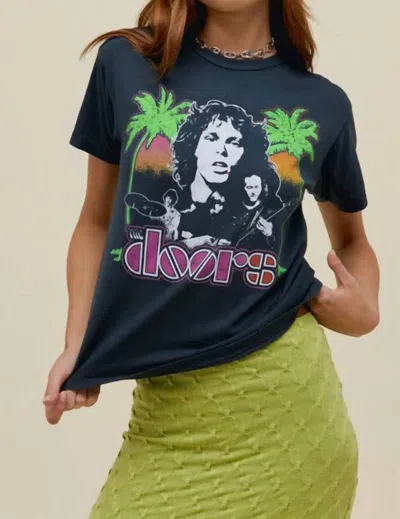 Daydreamer The Doors Twin Palms Ringer Tee In Black