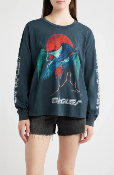 Daydreamer Eagles On The Border Graphic Long Sleeve T-shirt In Green