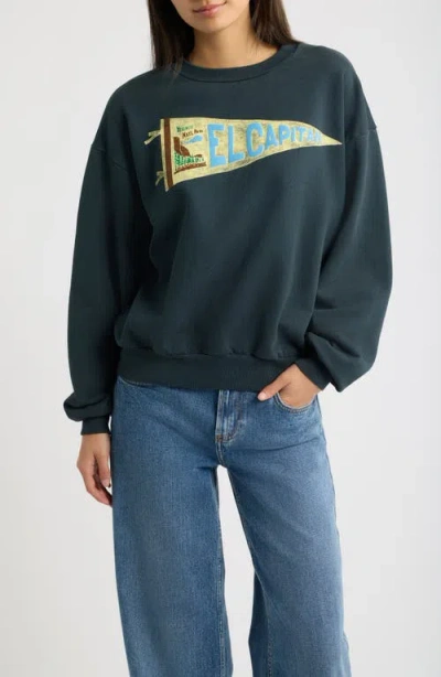 Daydreamer El Capitan Flag Oversized Graphic Sweatshirt In Vintage Black