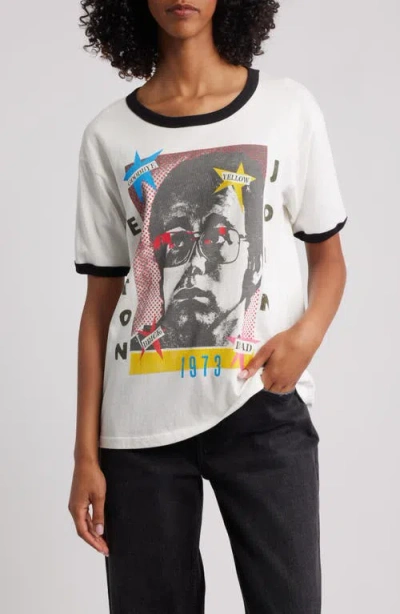 Daydreamer Elton John 1973 Pop Art Cotton Graphic T-shirt In White