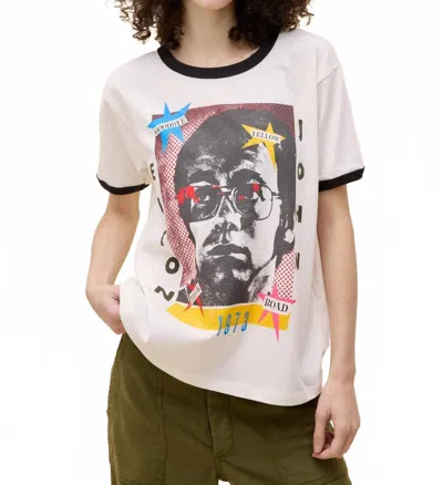 Daydreamer Elton John 1973 Pop Art Oversized Ringer Tee In Vintage White