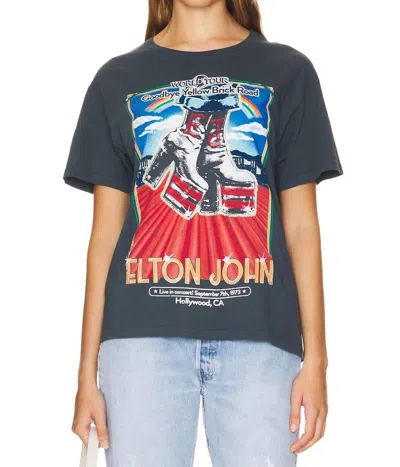 Daydreamer Elton John Hollywood Boots Boyfriend Tee In Vintage Black