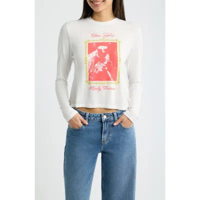 Daydreamer Elton John Honky Chateau Graphic Long Sleeve T-shirt In Vintage White