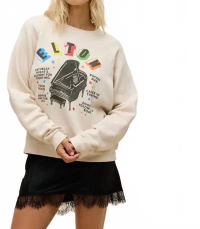 Daydreamer Elton John Vintage Sweatshirt In Rainbow Piano In White