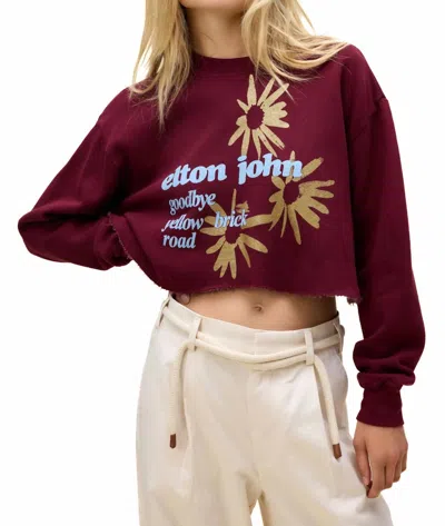 Daydreamer Elton John Yellow Brick Road Sweatshirt In Dark Cherry In Red