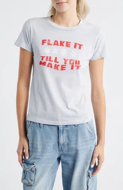 Daydreamer Flake It Till You Make It Cotton Graphic T-shirt In Gray