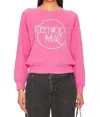 Daydreamer Fleetwood Mac Circle Logo Raglan Crew Sweater Top In Pink Rouge In Multi