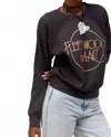 Daydreamer Fleetwood Mac Circle Logo Raglan Crewneck Sweater In Washed Black In Black