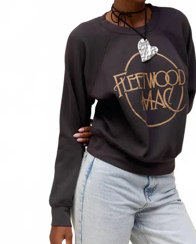 Daydreamer Fleetwood Mac Circle Logo Raglan Crewneck Sweater In Washed Black