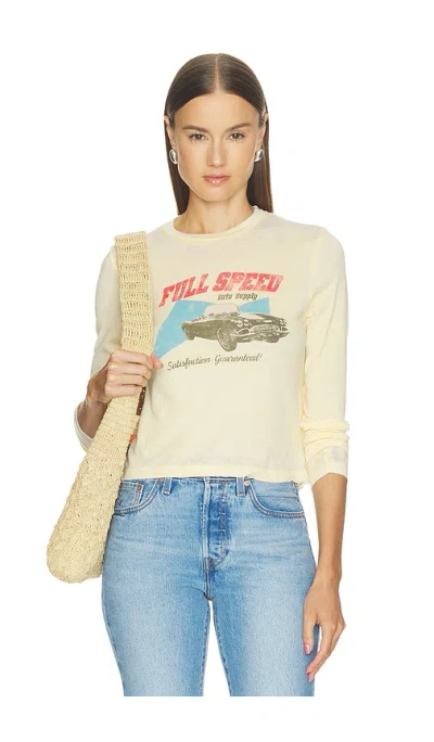 Daydreamer Full Speed Auto Supply Burnout Vintage Long Sleeve Top In Sheer Yellow