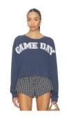 Daydreamer Game Day Meet & Greet Long Sleeve Top In Blue