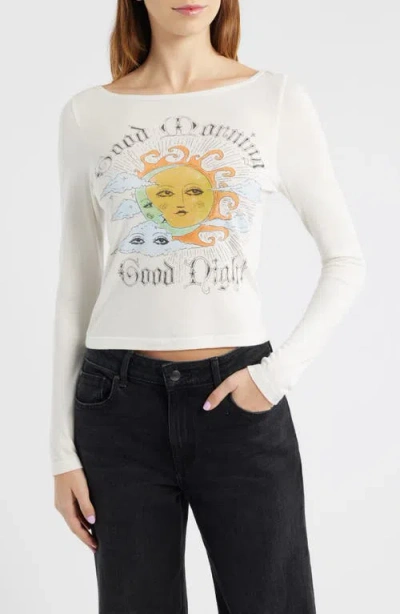 Daydreamer Good Morning Good Night Cotton Blend Graphic T-shirt In White
