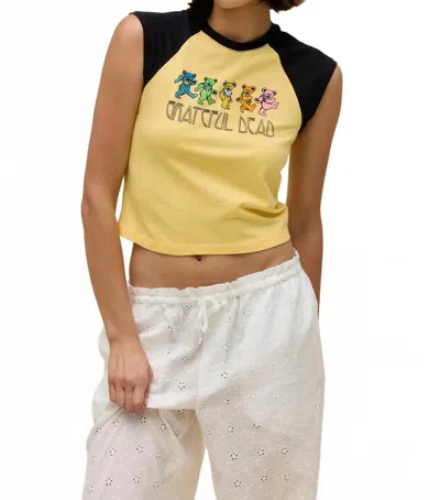 Daydreamer Grateful Dead Bears Raglan Tank In Poppy Yellow In Multi
