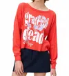 Daydreamer Grateful Dead Blooming Flowers Raglan Long Sleeve Top In Radiant Watermelon In Red