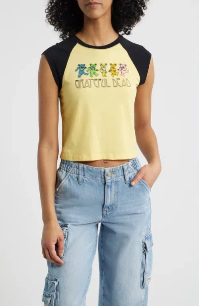 Daydreamer Grateful Dead Graphic Raglan T-shirt In Yellow