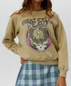 Daydreamer Grateful Dead Skull + Roses Crewneck Sweatshirt In Khaki