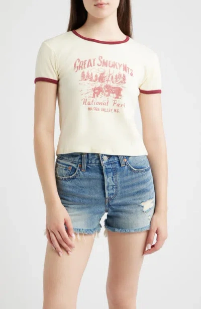 Daydreamer Great Smoky Mountains Graphic Ringer T-shirt In Multi