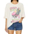 Daydreamer Guns N Roses Flaming Skull Tee In Dirty White In Multi