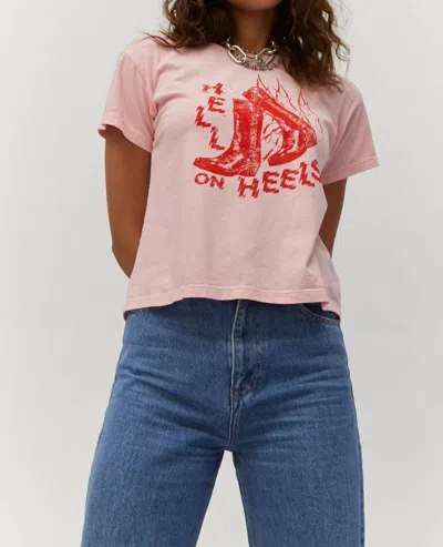 Daydreamer Hell On Heels Solo Tee In Pink Petal