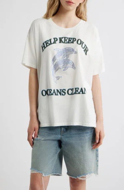 Daydreamer Help Keep Our Oceans Clean Graphic T-shirt In White