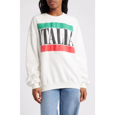 Daydreamer Italia Cotton Graphic Cotton Sweatshirt In Vintage White