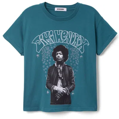 Daydreamer Jimi Hendrix Solo Tee In Dark Teal In Blue