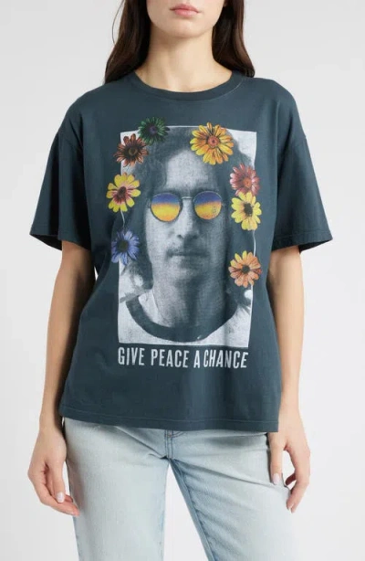 Daydreamer John Lennon 'give Peace A Chance' Graphic T-shirt In Vintage Black