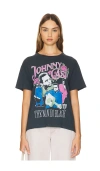 Daydreamer Johnny Cash A Man Comes Around Boyfriend Short Sleeve Top In Vintage Black In Black