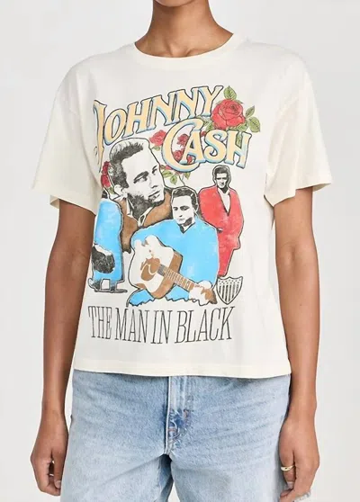 Daydreamer Johnny Cash A Man Comes Around Boyfriend Tee In Stone Vintage