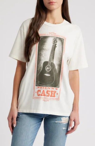 Daydreamer Johnny Cash Cotton Graphic T-shirt In Vintage White