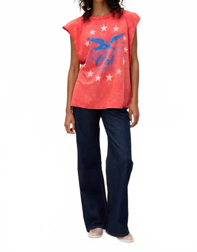 Daydreamer Johnny Cash Eagle And Stars Tank In Red Acid Wash In Multi