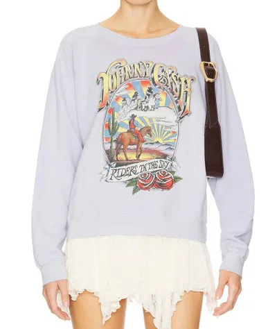 Daydreamer Johnny Cash Ghost Riders Sweatshirt In Lavender Sky In Multi