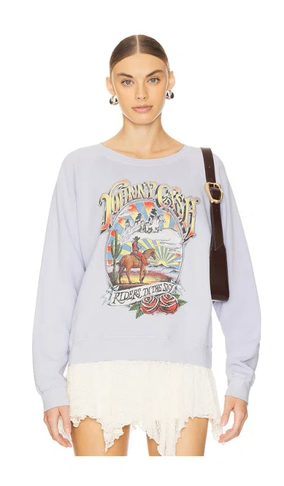 Daydreamer Johnny Cash Ghost Riders Vintage Sweatshirt In Lavender Sky