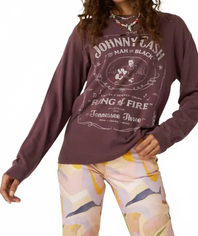 Daydreamer Johnny Cash Long Sleeve Tee In Huckleberry In Multi