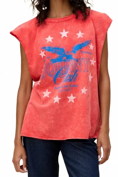 Daydreamer Johnny Cash Muscle Tank Top In Red