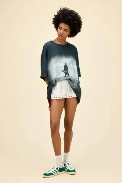 Daydreamer Johnny Cash Oversized Fit Tee In Black In Silver