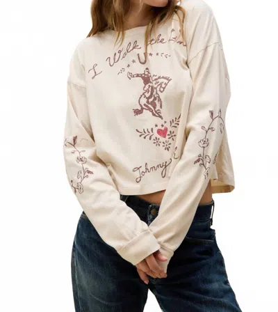 Daydreamer Johnny Cash Walk The Line Meet And Greet Tee In Dirty White In Pink