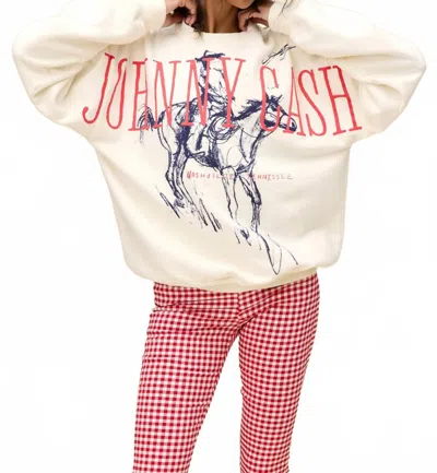 Daydreamer Johnny Cash Wilderness Bf Sweatshirt In Stone Vintage