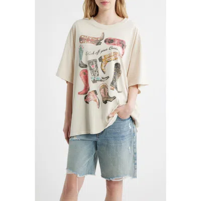 Daydreamer Kick Off Your Boots Graphic T-shirt In Neutral