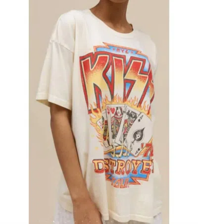 Daydreamer Kiss Destroyer Cotton Graphic T-shirt In Stone Vintage