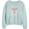 Daydreamer Kiss My Shrunken Cotton Blend Fleece Sweatshirt In Blue