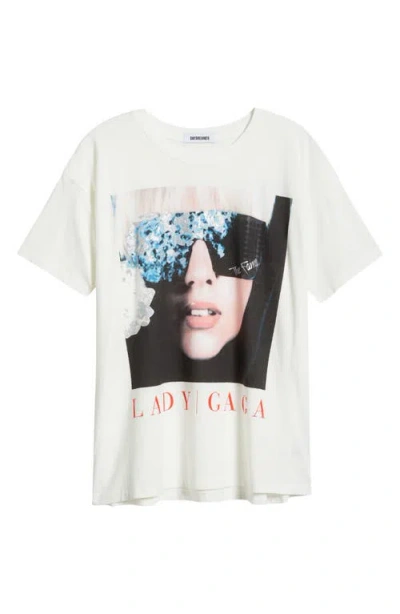 Daydreamer Lade Gaga The Fame Cotton Graphic T-shirt In Vintage White