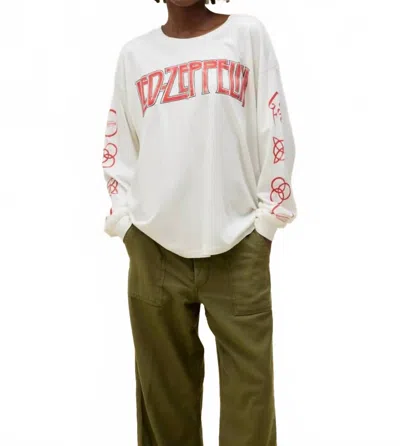 Daydreamer Led Zeppelin Four Symbols Long Sleeve Top In Vintage White In Multi