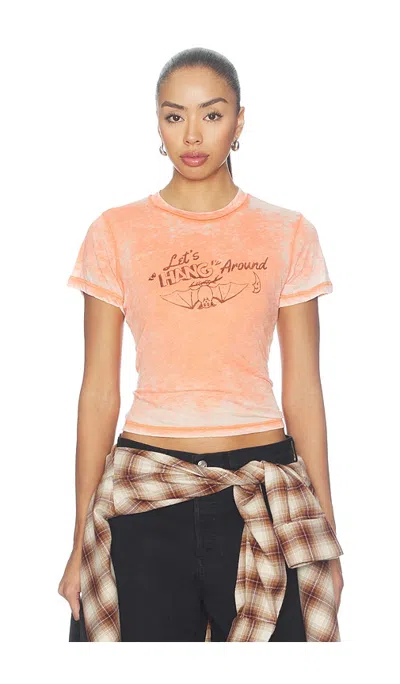 Daydreamer Let?s Hang Around Burnout Vintage Tee In Orange
