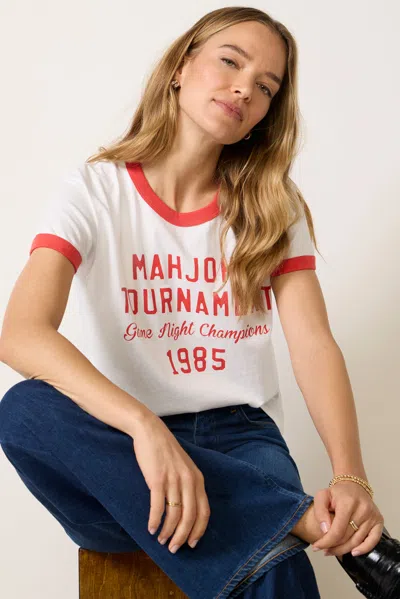 Daydreamer Mahjong Champions Ringer Tshirt In White