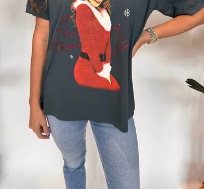 Daydreamer Mariah Carey All I Want For Christmas Merch Tee Top In Vintage Black