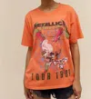 Daydreamer Metallica Damage Inc Tour 1986 Merch Tee Top In Coral Sunset In Orange