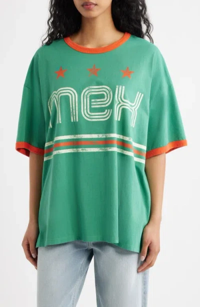 Daydreamer Mexico World Cup Oversized Ringer Graphic T-shirt In Green