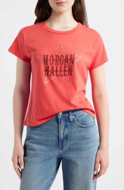 Daydreamer Morgan Wallen Rhinestone Star Graphic T-shirt In Red